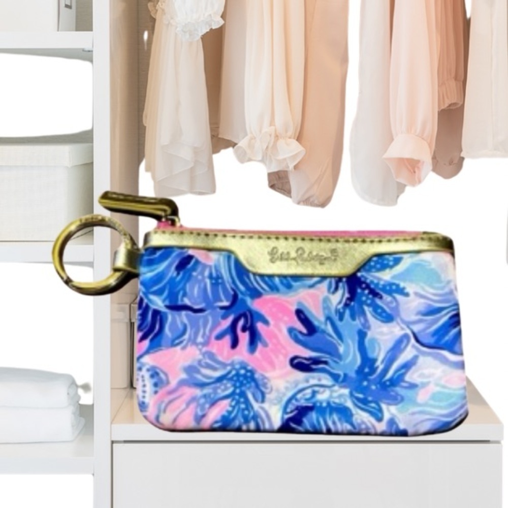 Lilly Pulitzer Pink and Blue Floral Keychain Pouch